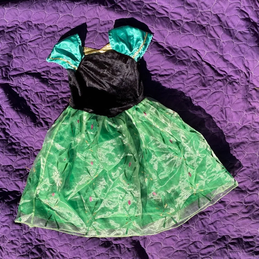 Princess Anna Dress Costume Girls 4 5 yr Frozen Halloween Gold Nordic Size 110